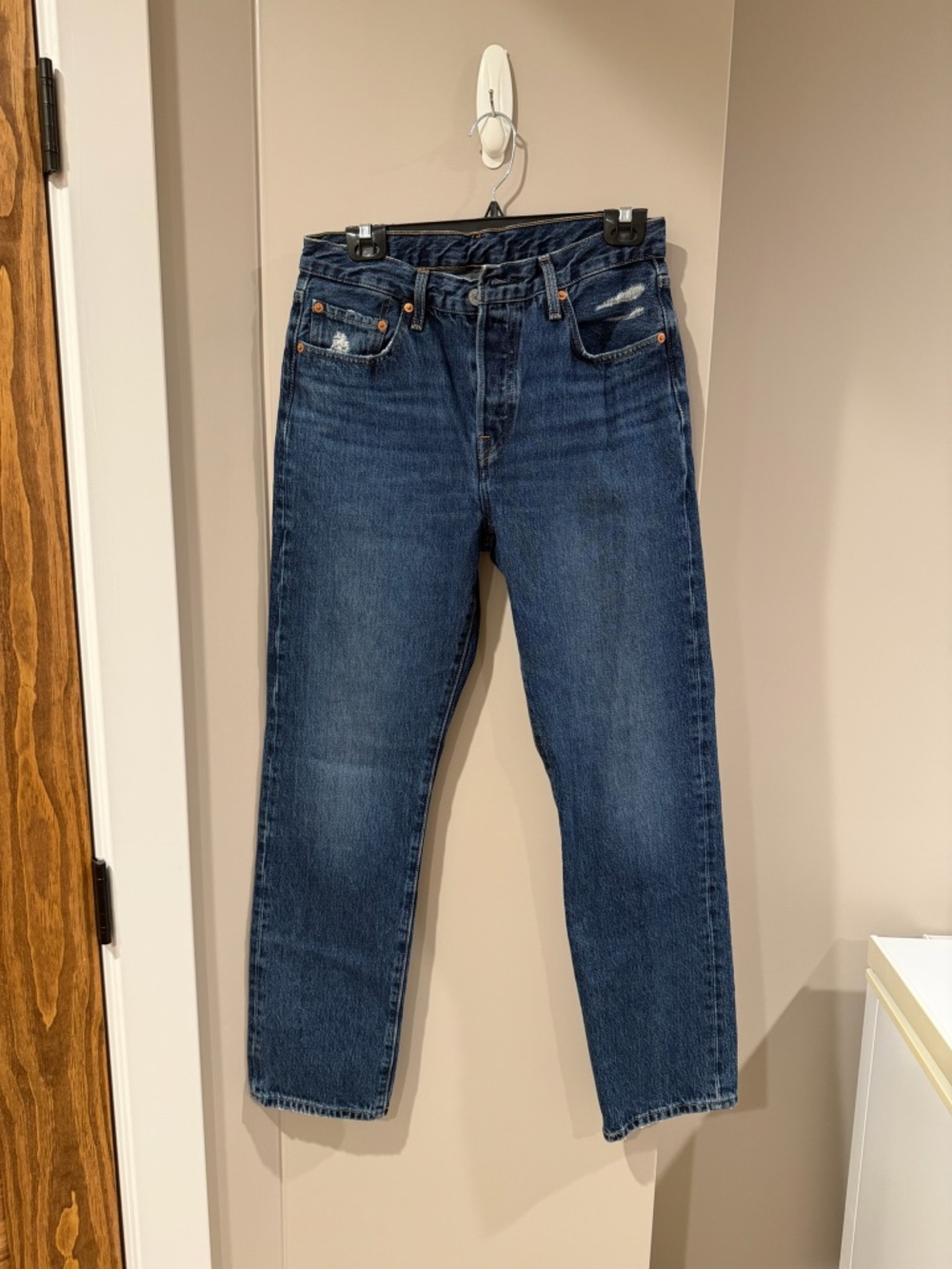 Levi's Women's Straight Leg Jeans — Indigo Blue with Faded Accents